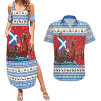 Scotland Viking Santa Christmas Couples Matching Summer Maxi Dress and Hawaiian Shirt Funny Reindeer Norse Xmas - Wonder Print Shop