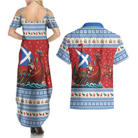 Scotland Viking Santa Christmas Couples Matching Summer Maxi Dress and Hawaiian Shirt Funny Reindeer Norse Xmas - Wonder Print Shop