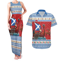 Scotland Viking Santa Christmas Couples Matching Tank Maxi Dress and Hawaiian Shirt Funny Reindeer Norse Xmas - Wonder Print Shop