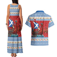Scotland Viking Santa Christmas Couples Matching Tank Maxi Dress and Hawaiian Shirt Funny Reindeer Norse Xmas - Wonder Print Shop
