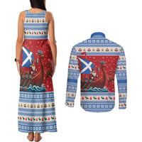 Scotland Viking Santa Christmas Couples Matching Tank Maxi Dress and Long Sleeve Button Shirt Funny Reindeer Norse Xmas - Wonder Print Shop