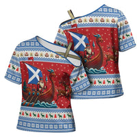 Scotland Viking Santa Christmas Cross Shoulder Shirt Funny Reindeer Norse Xmas - Wonder Print Shop
