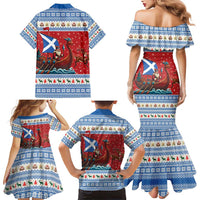 Scotland Viking Santa Christmas Family Matching Mermaid Dress and Hawaiian Shirt Funny Reindeer Norse Xmas - Wonder Print Shop