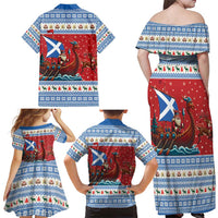 Scotland Viking Santa Christmas Family Matching Off Shoulder Maxi Dress and Hawaiian Shirt Funny Reindeer Norse Xmas - Wonder Print Shop