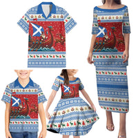 Scotland Viking Santa Christmas Family Matching Puletasi and Hawaiian Shirt Funny Reindeer Norse Xmas - Wonder Print Shop