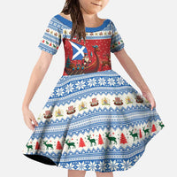 Scotland Viking Santa Christmas Family Matching Short Sleeve Bodycon Dress and Hawaiian Shirt Funny Reindeer Norse Xmas - Wonder Print Shop