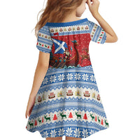 Scotland Viking Santa Christmas Family Matching Short Sleeve Bodycon Dress and Hawaiian Shirt Funny Reindeer Norse Xmas - Wonder Print Shop