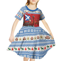 Scotland Viking Santa Christmas Kid Short Sleeve Dress Funny Reindeer Norse Xmas - Wonder Print Shop