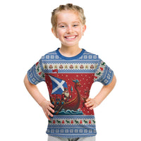 Scotland Viking Santa Christmas Kid T Shirt Funny Reindeer Norse Xmas - Wonder Print Shop