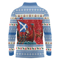 Scotland Viking Santa Christmas Long Sleeve Polo Shirt Funny Reindeer Norse Xmas - Wonder Print Shop