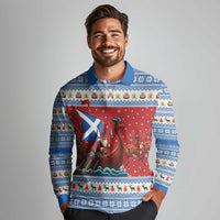 Scotland Viking Santa Christmas Long Sleeve Polo Shirt Funny Reindeer Norse Xmas - Wonder Print Shop