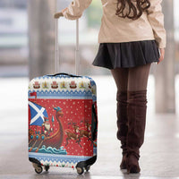 Scotland Viking Santa Christmas Luggage Cover Funny Reindeer Norse Xmas - Wonder Print Shop