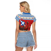 Scotland Viking Santa Christmas Raglan Cropped T Shirt Funny Reindeer Norse Xmas - Wonder Print Shop