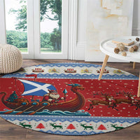 Scotland Viking Santa Christmas Round Carpet Funny Reindeer Norse Xmas - Wonder Print Shop