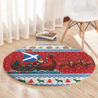 Scotland Viking Santa Christmas Round Carpet Funny Reindeer Norse Xmas - Wonder Print Shop