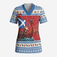 Scotland Viking Santa Christmas Scrub Top Funny Reindeer Norse Xmas - Wonder Print Shop
