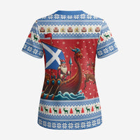 Scotland Viking Santa Christmas Scrub Top Funny Reindeer Norse Xmas - Wonder Print Shop