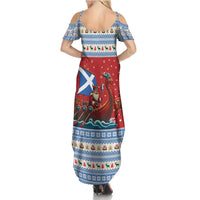Scotland Viking Santa Christmas Summer Maxi Dress Funny Reindeer Norse Xmas - Wonder Print Shop