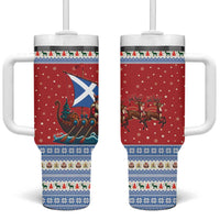 Scotland Viking Santa Christmas Tumbler With Handle Funny Reindeer Norse Xmas - Wonder Print Shop