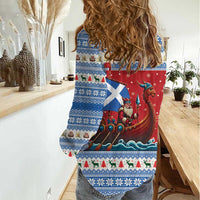 Scotland Viking Santa Christmas Women Casual Shirt Funny Reindeer Norse Xmas - Wonder Print Shop