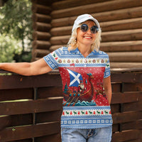 Scotland Viking Santa Christmas Women Polo Shirt Funny Reindeer Norse Xmas - Wonder Print Shop