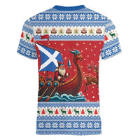 Scotland Viking Santa Christmas Women V-Neck T-Shirt Funny Reindeer Norse Xmas - Wonder Print Shop