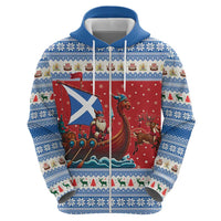 Scotland Viking Santa Christmas Zip Hoodie Funny Reindeer Norse Xmas - Wonder Print Shop