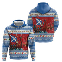 Scotland Viking Santa Christmas Zip Hoodie Funny Reindeer Norse Xmas - Wonder Print Shop