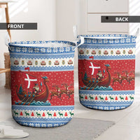 Denmark Viking Santa Christmas Laundry Basket Funny Reindeer Norse Xmas - Wonder Print Shop