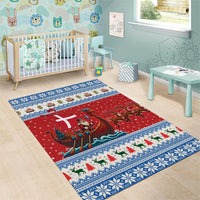 Denmark Viking Santa Christmas Area Rug Funny Reindeer Norse Xmas - Wonder Print Shop