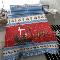 Denmark Viking Santa Christmas Bedding Set Funny Reindeer Norse Xmas - Wonder Print Shop