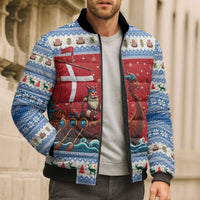 Denmark Viking Santa Christmas Bomber Puffer Jacket Funny Reindeer Norse Xmas - Wonder Print Shop
