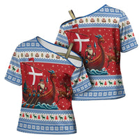 Denmark Viking Santa Christmas Cross Shoulder Shirt Funny Reindeer Norse Xmas - Wonder Print Shop