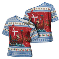 Denmark Viking Santa Christmas Cross Shoulder Shirt Funny Reindeer Norse Xmas - Wonder Print Shop