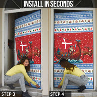 Denmark Viking Santa Christmas Door Cover Funny Reindeer Norse Xmas - Wonder Print Shop