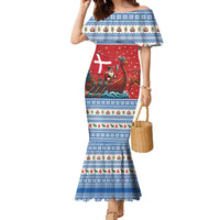 Denmark Viking Santa Christmas Family Matching Mermaid Dress and Hawaiian Shirt Funny Reindeer Norse Xmas - Wonder Print Shop