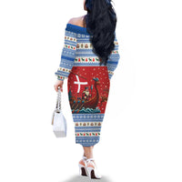 Denmark Viking Santa Christmas Family Matching Off The Shoulder Long Sleeve Dress and Hawaiian Shirt Funny Reindeer Norse Xmas - Wonder Print Shop