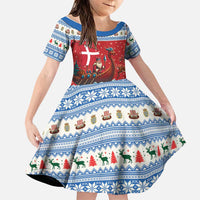 Denmark Viking Santa Christmas Family Matching Off Shoulder Maxi Dress and Hawaiian Shirt Funny Reindeer Norse Xmas - Wonder Print Shop