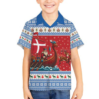 Denmark Viking Santa Christmas Family Matching Off Shoulder Maxi Dress and Hawaiian Shirt Funny Reindeer Norse Xmas - Wonder Print Shop