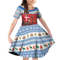 Denmark Viking Santa Christmas Family Matching Off Shoulder Short Dress and Hawaiian Shirt Funny Reindeer Norse Xmas - Wonder Print Shop
