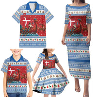 Denmark Viking Santa Christmas Family Matching Puletasi and Hawaiian Shirt Funny Reindeer Norse Xmas - Wonder Print Shop