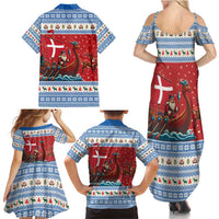 Denmark Viking Santa Christmas Family Matching Summer Maxi Dress and Hawaiian Shirt Funny Reindeer Norse Xmas - Wonder Print Shop