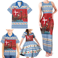 Denmark Viking Santa Christmas Family Matching Tank Maxi Dress and Hawaiian Shirt Funny Reindeer Norse Xmas - Wonder Print Shop