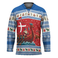 Denmark Viking Santa Christmas Hockey Jersey Funny Reindeer Norse Xmas - Wonder Print Shop
