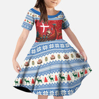 Denmark Viking Santa Christmas Kid Short Sleeve Dress Funny Reindeer Norse Xmas - Wonder Print Shop