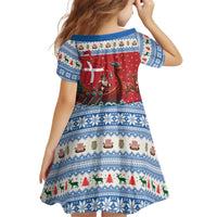 Denmark Viking Santa Christmas Kid Short Sleeve Dress Funny Reindeer Norse Xmas - Wonder Print Shop