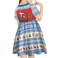 Denmark Viking Santa Christmas Kid Short Sleeve Dress Funny Reindeer Norse Xmas - Wonder Print Shop