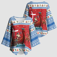Denmark Viking Santa Christmas Kimono Sleeve Blouse Funny Reindeer Norse Xmas - Wonder Print Shop