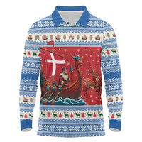 Denmark Viking Santa Christmas Long Sleeve Polo Shirt Funny Reindeer Norse Xmas - Wonder Print Shop