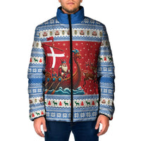 Denmark Viking Santa Christmas Padded Jacket Funny Reindeer Norse Xmas - Wonder Print Shop